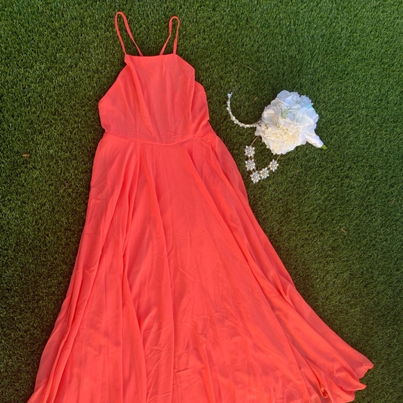 💅🏻NWT!💅🏻 “Emma Flowy Maxi Dress” in CORAL. Sz L. Wedding! Prom! Gala! - Picture 10 of 13